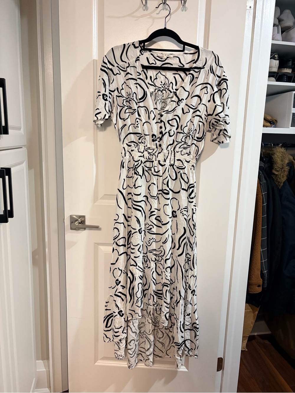 Anthropologie Abel the Label Black and White Floral Midi Dress